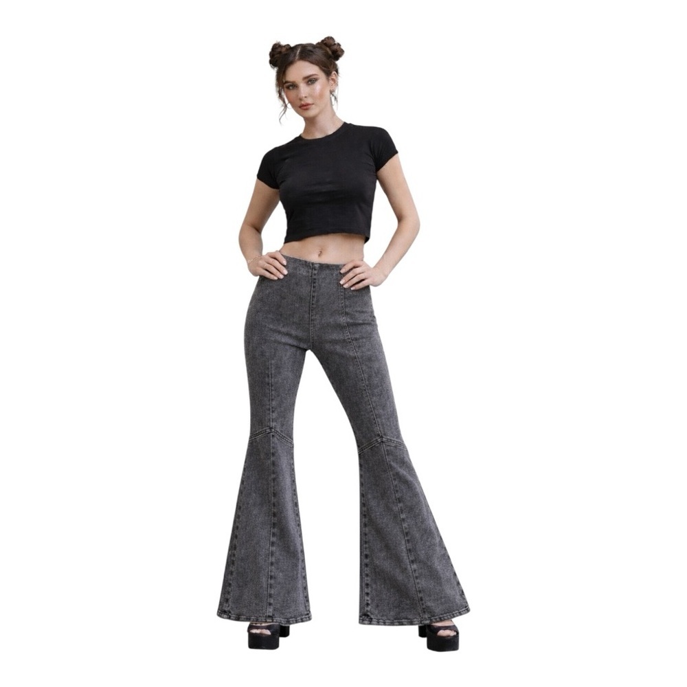 Y2K Super Flare Jeans Extreme Bell Bottoms High Rise Statement Denim Large
